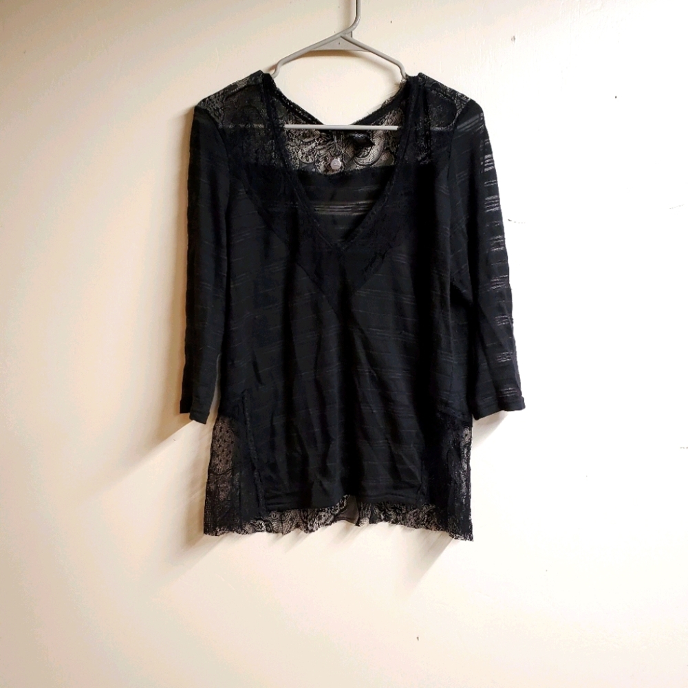 BKE Boutique Top with Lace Detail